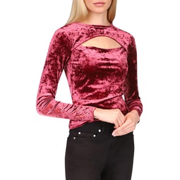 womens velvet cut-out pullover top