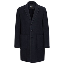 slim-fit coat in a micro-patterned wool blend