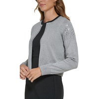 womens heathered short cardigan sweater