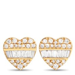 lb exclusive 14k yellow gold 0.35ct diamond heart earrings er27896