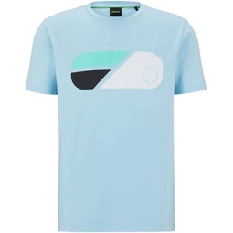 mens tee 9 logo short sleeve crew neck t-shirt in light blue