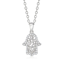 by ross-simons diamond filigree hamsa pendant necklace in sterling silver
