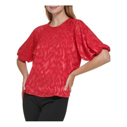 womens textured puff sleeve blouse