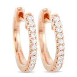 lb exclusive 14k rose gold 0.22ct diamond hoop earrings aer-9846r