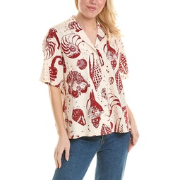 linen-blend cabana shirt
