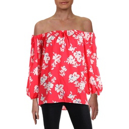 womens off-the-shoulder floral print blouse