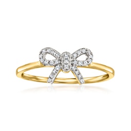 by ross-simons diamond-accented bow ring in 14kt yellow gold