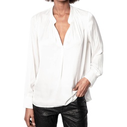 tink satin blouse in white