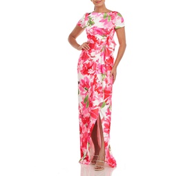 womens floral pleated evening dress