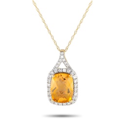 lb exclusive 14k yellow gold 0.13ct diamond and citrine pendant necklace pd4_15472ycit