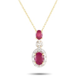 lb exclusive 14k yellow gold 0.08ct diamond and ruby necklace pd4-16183yru
