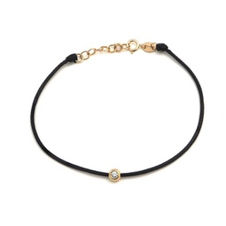 diamond bezel set bracelet (black cord) 6.5+1