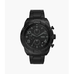 mens bronson chronograph, black stainless steel watch