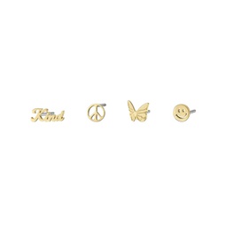 womens la la land gold-tone stainless steel stud earrings set