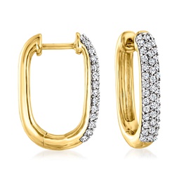 diamond reversible paper clip link hoop earrings in 14kt yellow gold