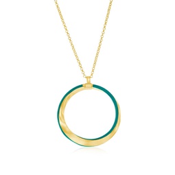 sterling silver, petrolio enamel twist necklace - gold plated