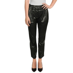 womens faux leather paperbag pants
