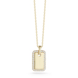 14k gold & diamond tag necklace