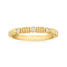 canaria diamond ribbed station ring in 10kt yellow gold