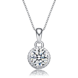 sterling silver round clear cubic zirconia accent pendant necklace