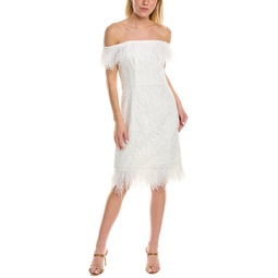 off-the-shoulder lace sheath dress
