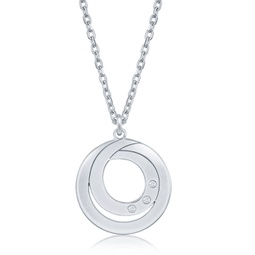 sterling silver 0.015cttw diamond double swirl design necklace