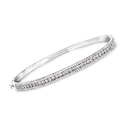 diamond 3-row oval bangle bracelet in sterling silver