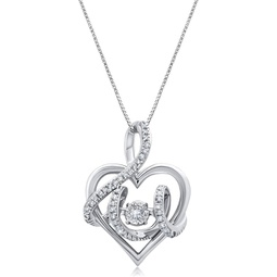dancing diamond tied together pendant necklace in 10k white gold (1/6 ct) with 18 inch chain