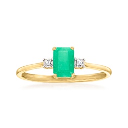 canaria emerald ring with diamond accents in 10kt yellow gold