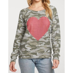 rpet long sleeve raglan pullover in camo red heart