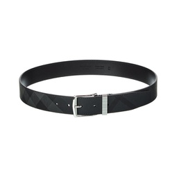 check e-canvas & leather belt