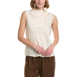 draped cascade silk-blend blouse
