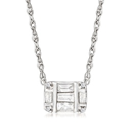 by ross-simons baguette and round diamond cluster pendant necklace in sterling silver