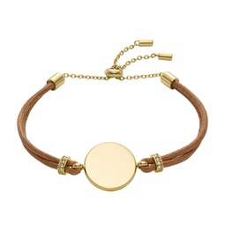 womens elliott gold-tone stainless steel leather bracelet