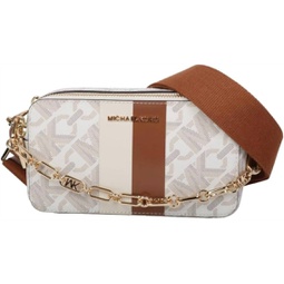 jet set small double zip camera chain xbody bag in vanilla/luggage