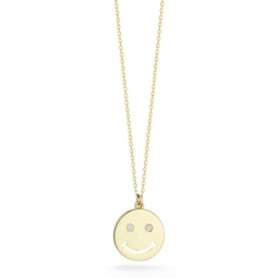 14k gold & diamond smiley face necklace