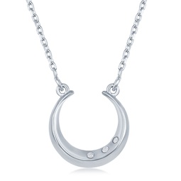 sterling silver 0.018cttw diamond horseshoe necklace