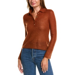 brushed mohair & wool-blend polo sweater
