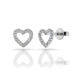 14k gold & diamond heart stud earrings