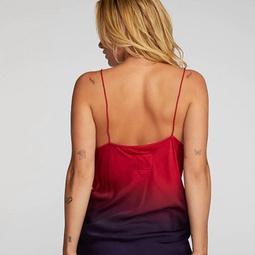 stretch silky woven tank top in cherry wine