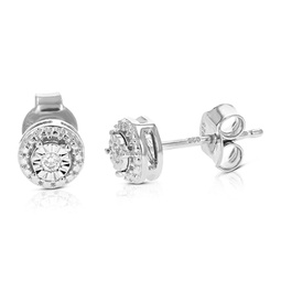 1/20 cttw round lab grown diamond stud earrings in .925 sterling silver prong set