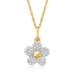 by ross-simons diamond flower pendant necklace in 14kt yellow gold