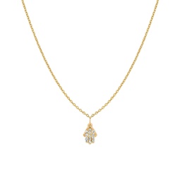 diamond hamsa necklace (small) yellow gold
