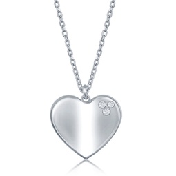 sterling silver 0.024cttw diamond high polished heart necklace
