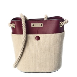 chloe key small linen & leather bucket bag