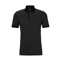 slim-fit cotton-blend polo shirt with micro pattern
