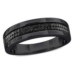 1/10ct tdw black diamond double row mens ring in black sterling silver