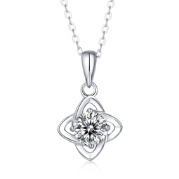 sterling silver with 1ctw lab created moissanite four-pointed orbital star pendant layering necklace