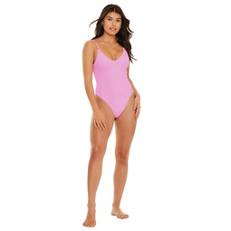 miami v neck one piece swimsuit - blushing pink