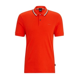 slim-fit polo shirt in cotton with striped collar